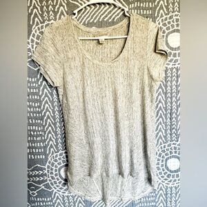 Kenar gray & white Ribbed Fitted Short Sleeve T-Shirt